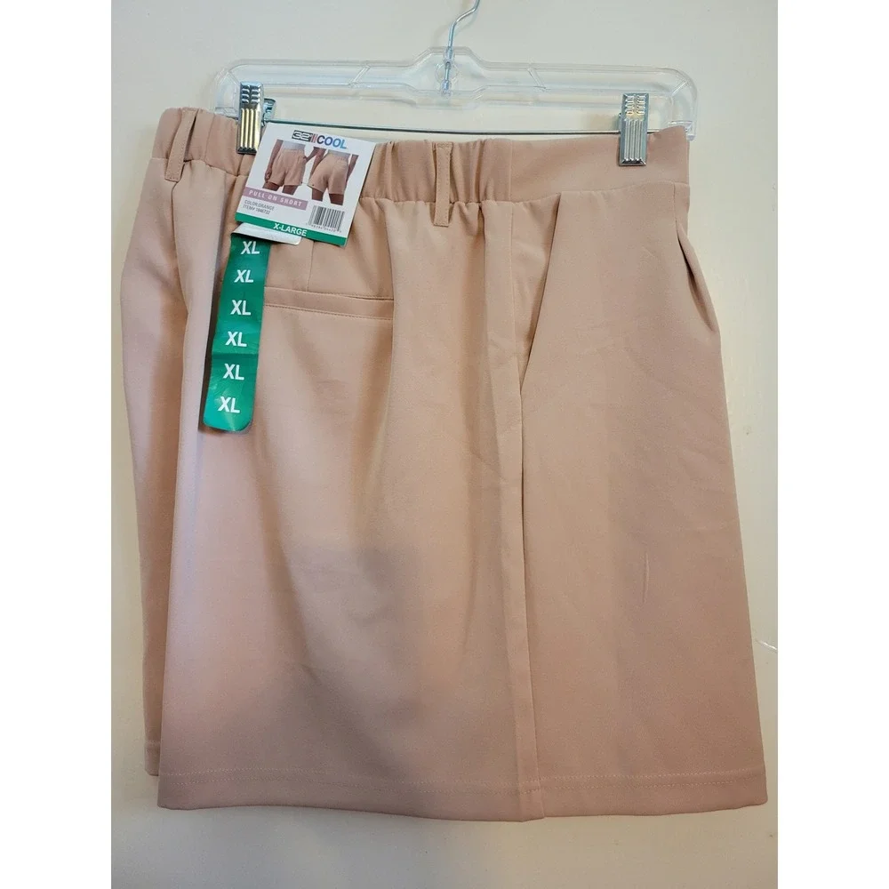 32Degrees Womens Pull On Shorts XL Orange Peach Pleated Elastic Waist‎ NEW 701